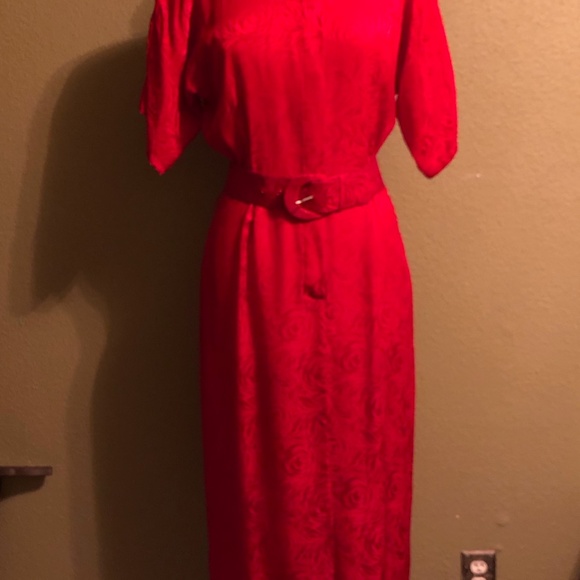 Gorgeous Vintage Argenti Red Silk Dress - Picture 5 of 9